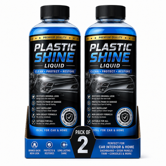 Premium Plastic Shine Liquid | Dashboard & Interior Restorer | UV Protection | Long Lasting Shine | Car & Home | Pack of 2
