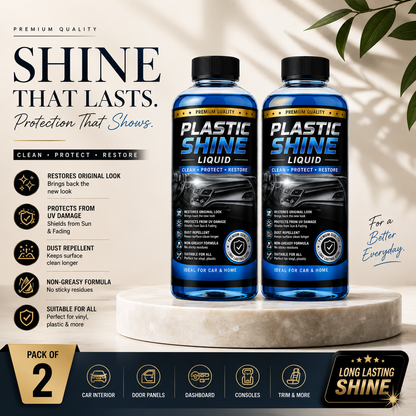 Premium Plastic Shine Liquid | Dashboard & Interior Restorer | UV Protection | Long Lasting Shine | Car & Home | Pack of 2