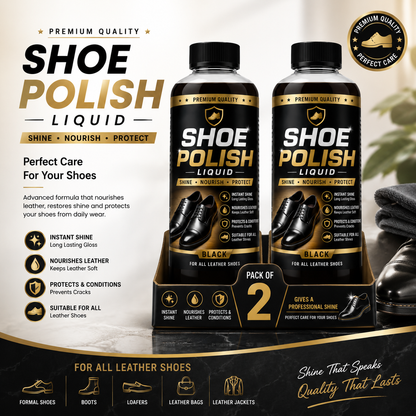 Premium Shoe Polish Liquid – Black (Pack of 2)