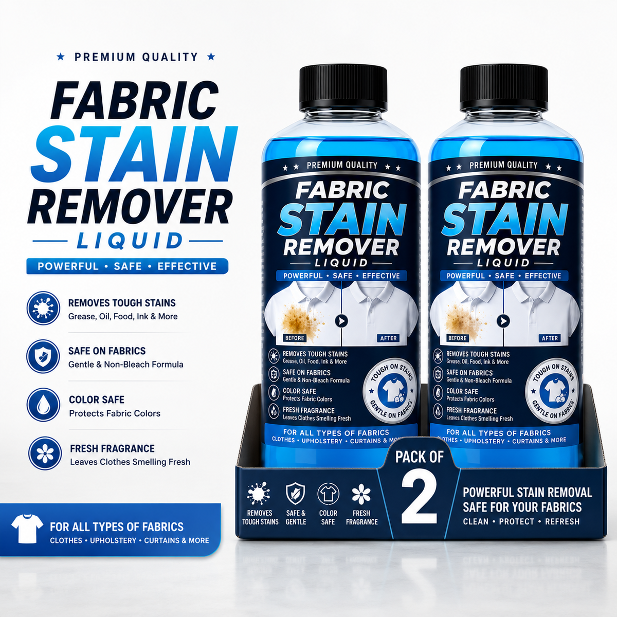 Premium Fabric Stain Remover Liquid – Pack of 2